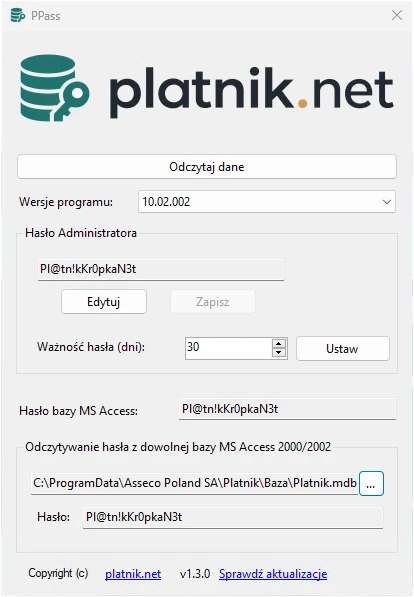 Główne okno PPass